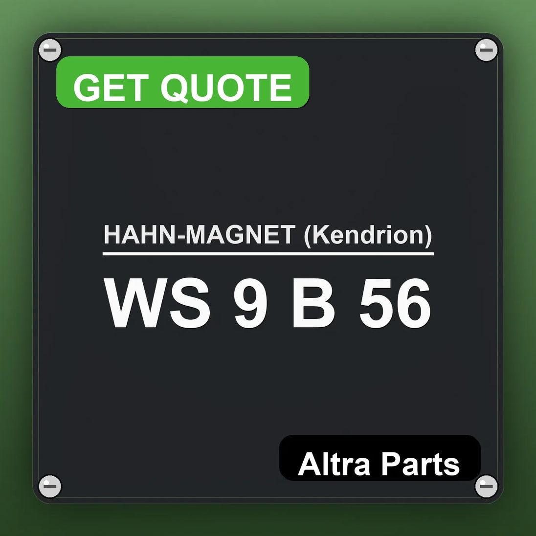 HAHN-MAGNET (Kendrion) WS 9 B 56 industrial nameplate style image – Altra Parts. GET QUOTE.