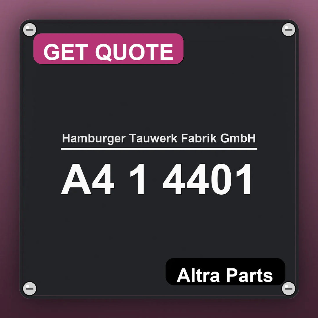 Hamburger Tauwerk Fabrik GmbH A4 1 4401 industrial nameplate style image – Altra Parts. GET QUOTE.