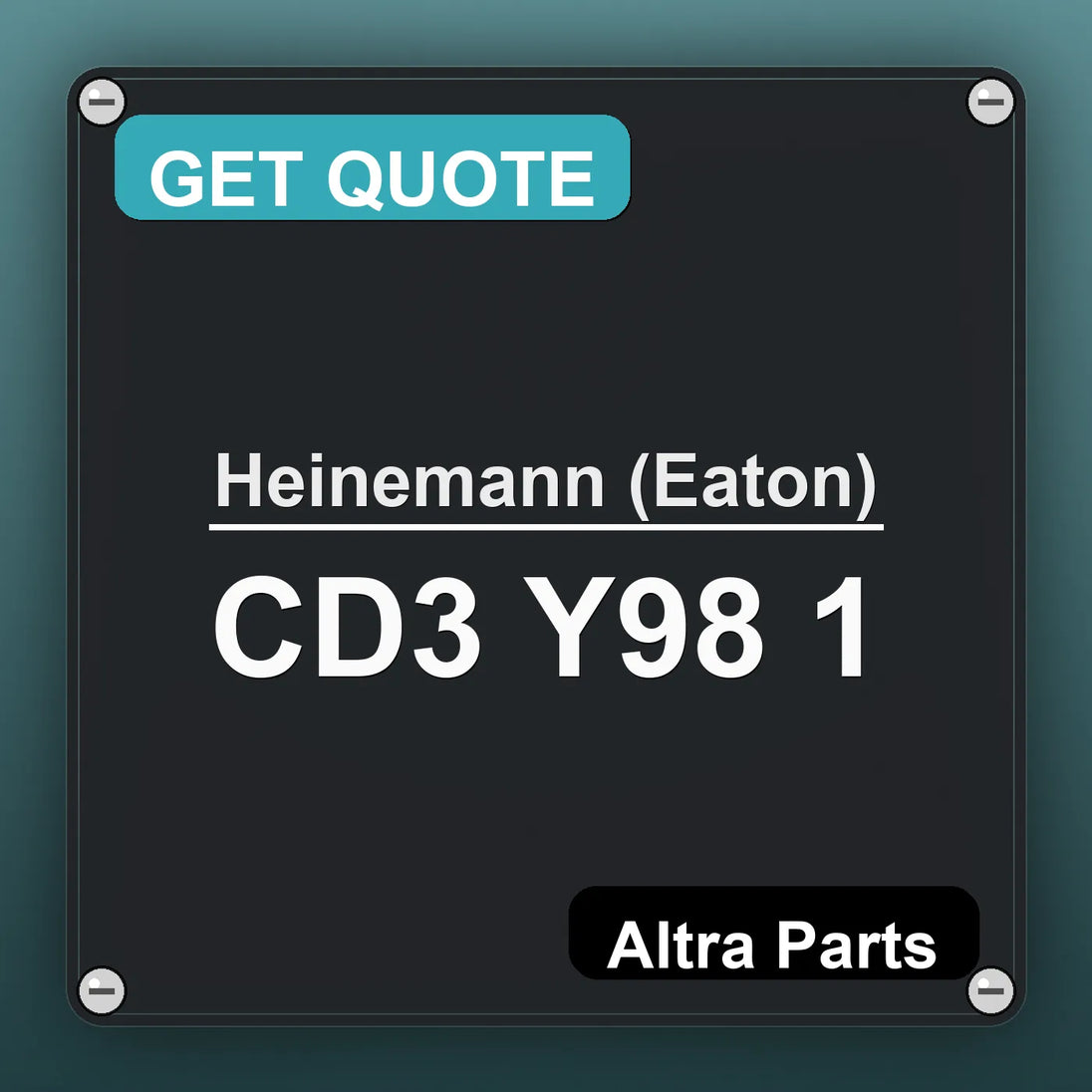 Heinemann (Eaton) CD3 Y98 1 industrial nameplate style image – Altra Parts. GET QUOTE.