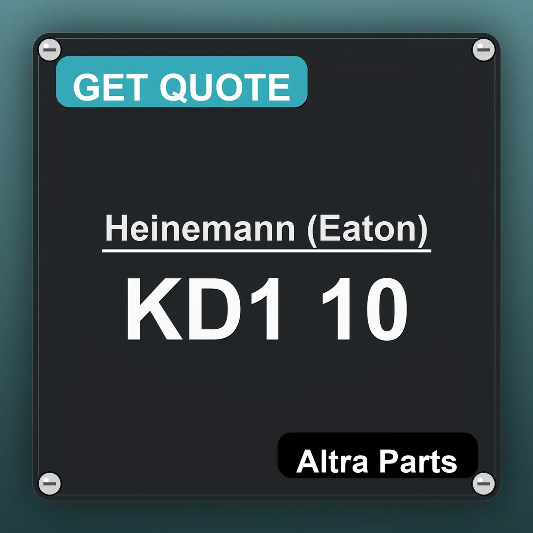 Heinemann (Eaton) KD1 10 industrial nameplate style image – Altra Parts. GET QUOTE.