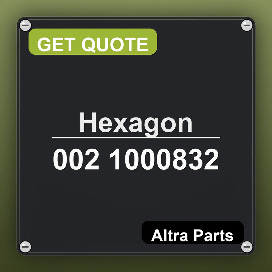 Hexagon 002 1000832 industrial nameplate style image – Altra Parts. GET QUOTE.