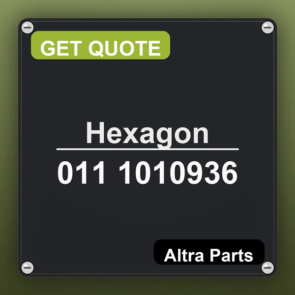 Hexagon 011 1010936 industrial nameplate style image – Altra Parts. GET QUOTE.