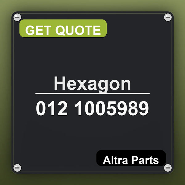 Hexagon 012 1005989 industrial nameplate style image – Altra Parts. GET QUOTE.