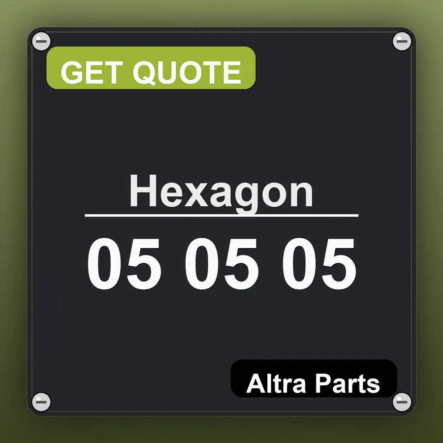 Hexagon 05 05 05 industrial nameplate style image – Altra Parts. GET QUOTE.