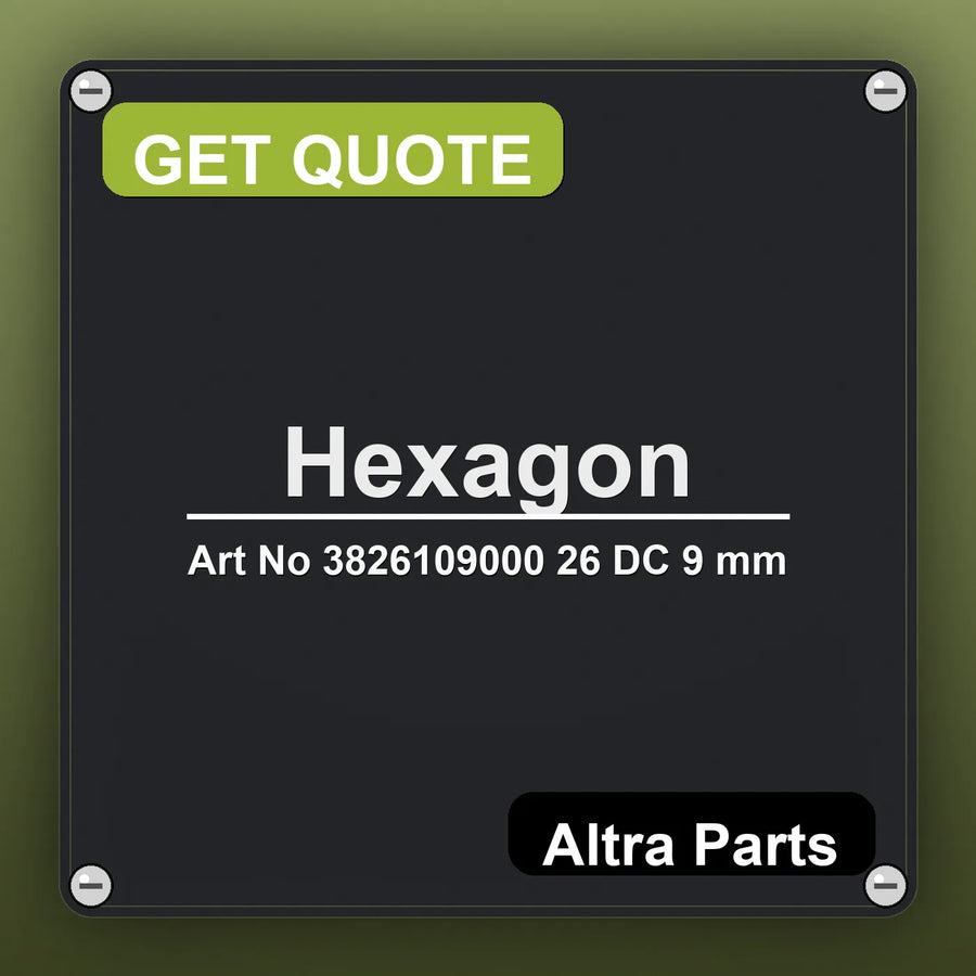 Hexagon Art No 3826109000 26 DC 9 mm industrial nameplate style image – Altra Parts. GET QUOTE.