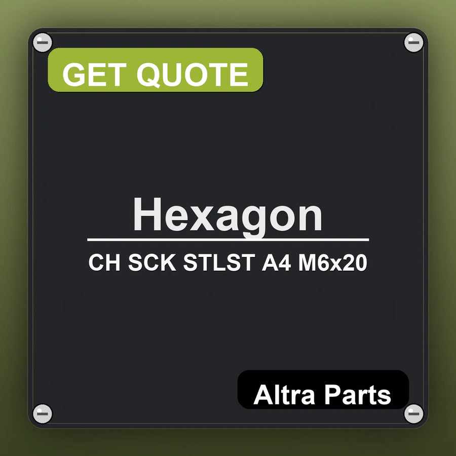 Hexagon CH SCK STLST A4 M6x20 industrial nameplate style image – Altra Parts. GET QUOTE.