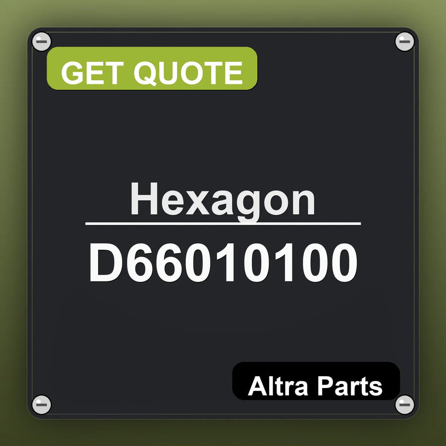 Hexagon D66010100 industrial nameplate style image – Altra Parts. GET QUOTE.