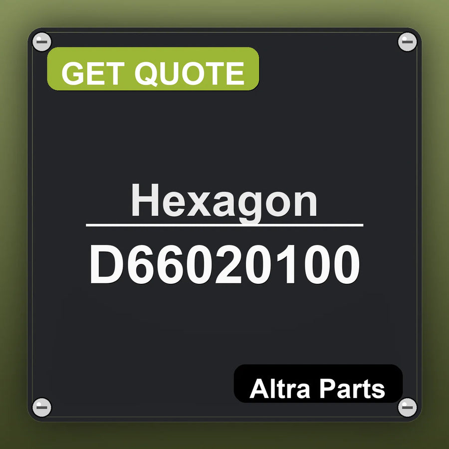 Hexagon D66020100 industrial nameplate style image – Altra Parts. GET QUOTE.