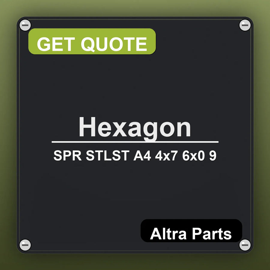 Hexagon SPR STLST A4 4x7 6x0 9 industrial nameplate style image – Altra Parts. GET QUOTE.
