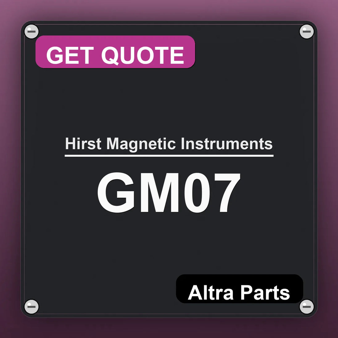 Hirst Magnetic Instruments GM07 industrial nameplate style image – Altra Parts. GET QUOTE.