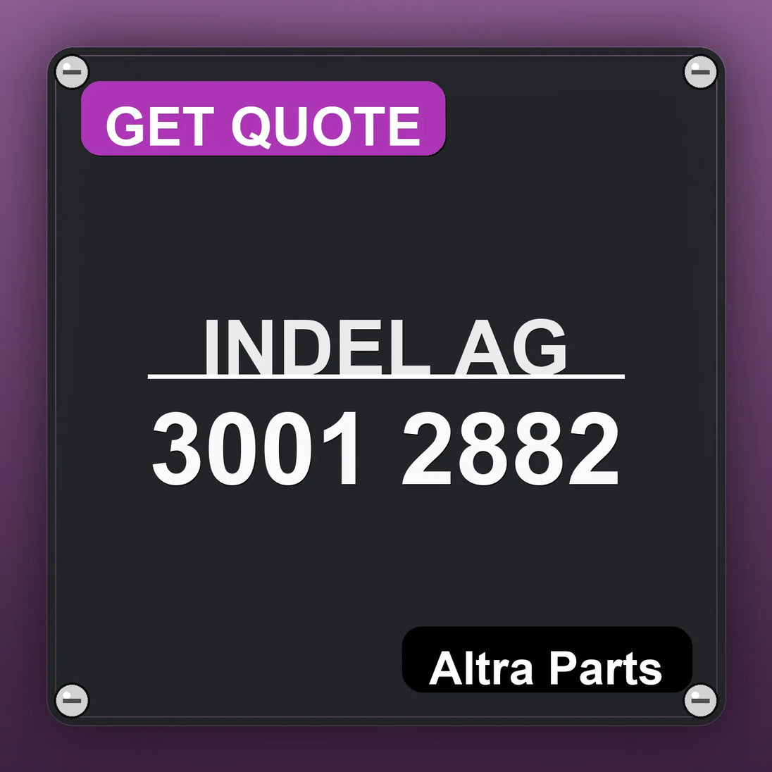 INDEL AG 3001 2882 industrial nameplate style image – Altra Parts. GET QUOTE.
