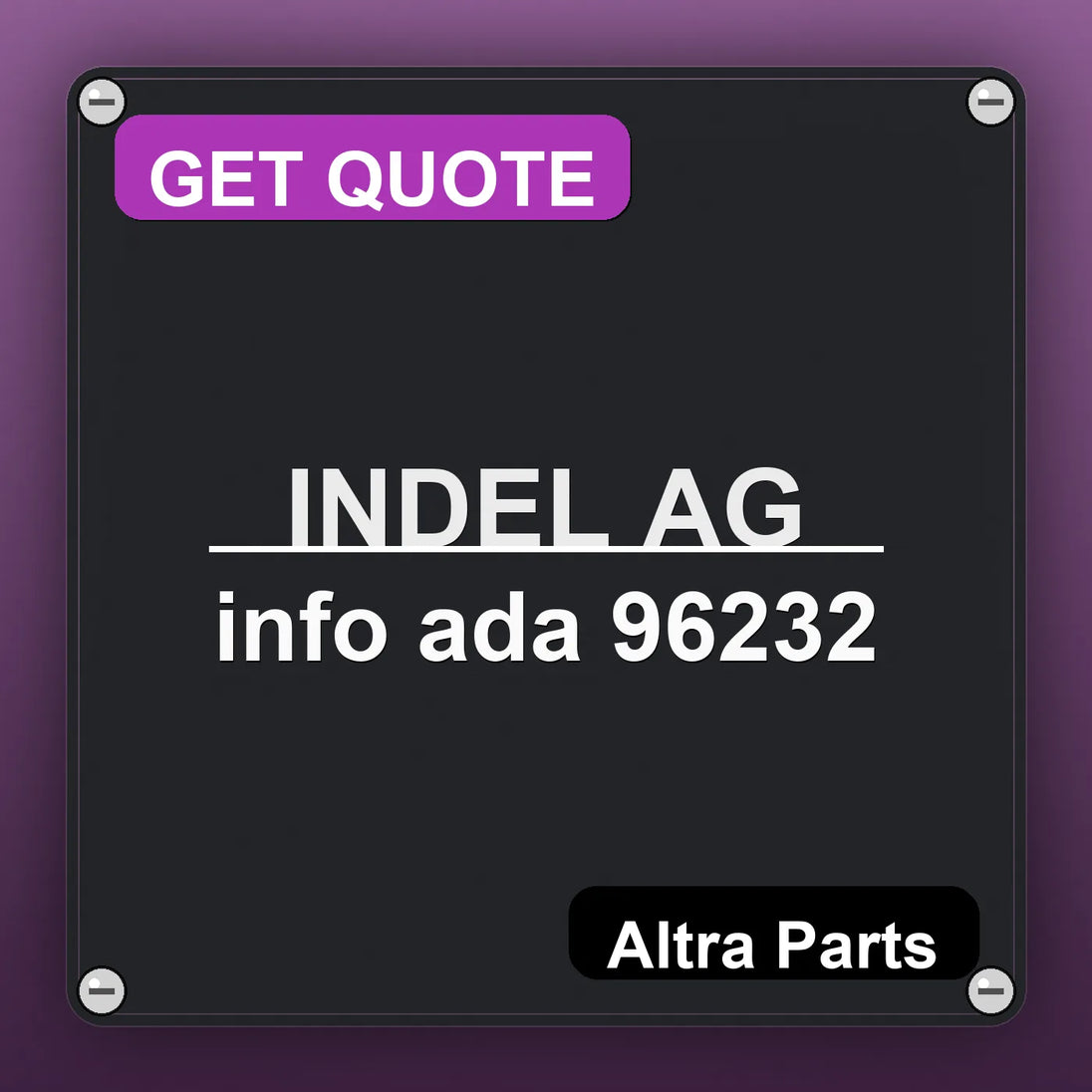 INDEL AG info ada 96232 industrial nameplate style image – Altra Parts. GET QUOTE.