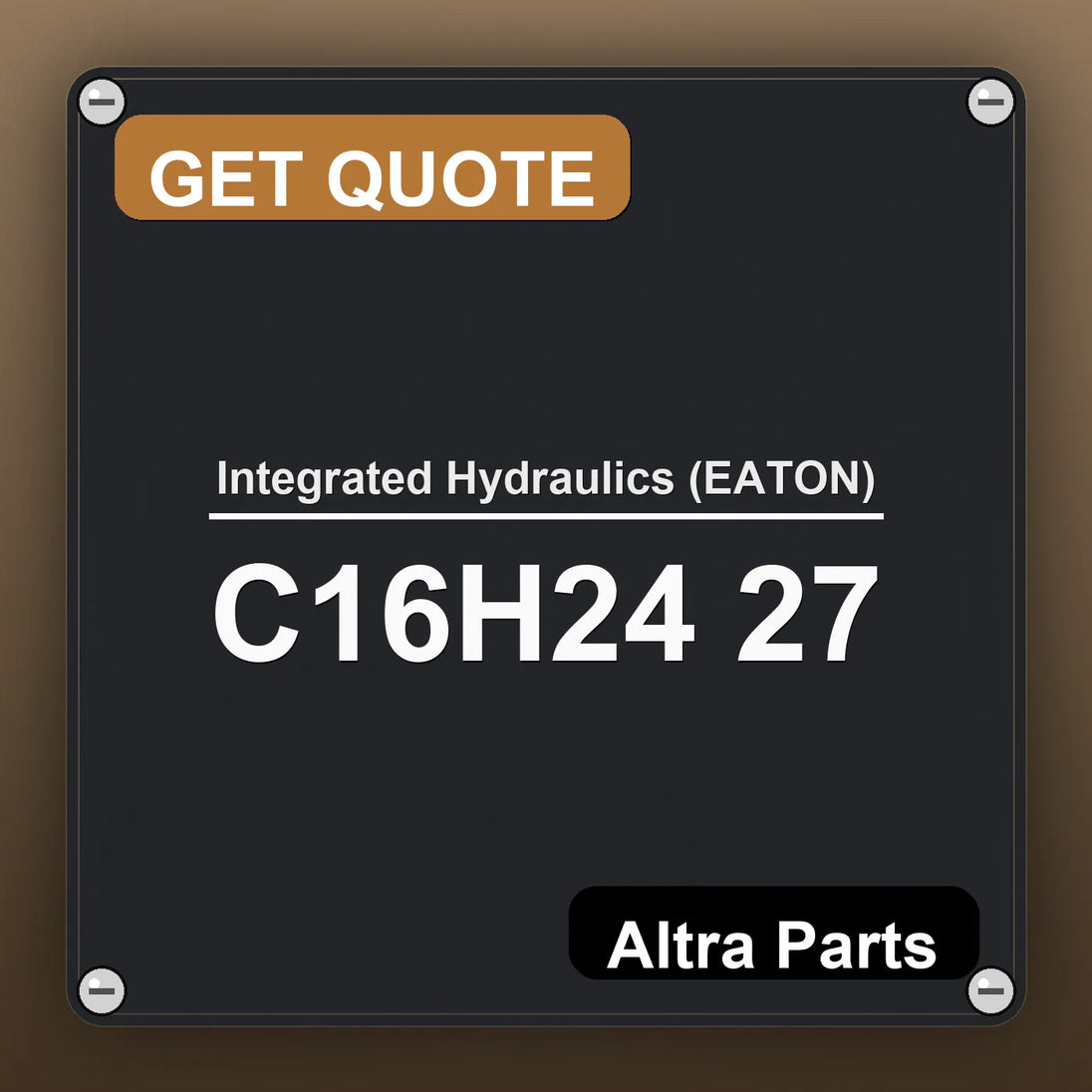 Integrated Hydraulics (EATON) C16H24 27 industrial nameplate style image – Altra Parts. GET QUOTE.