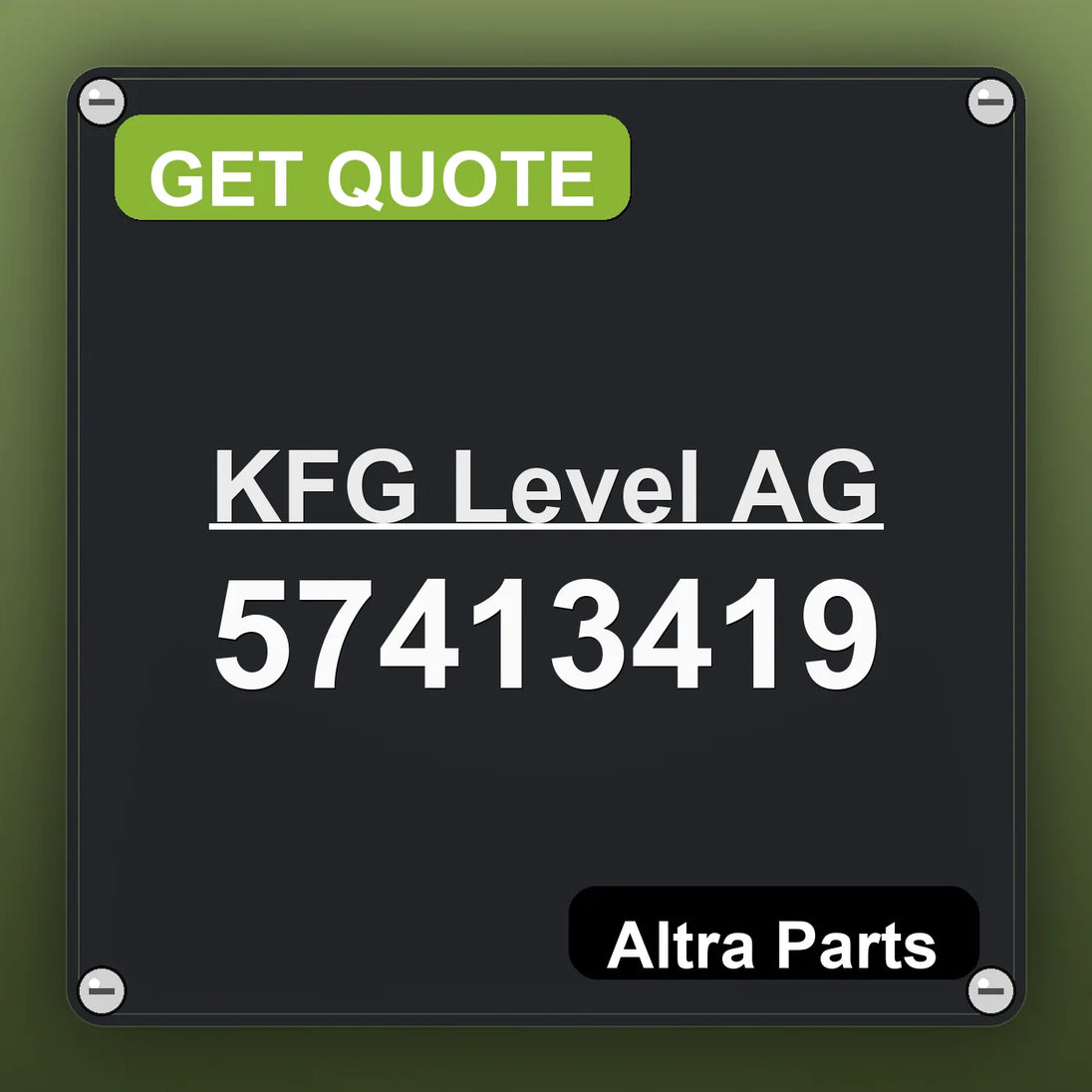 KFG Level AG 57413419 industrial nameplate style image – Altra Parts. GET QUOTE.