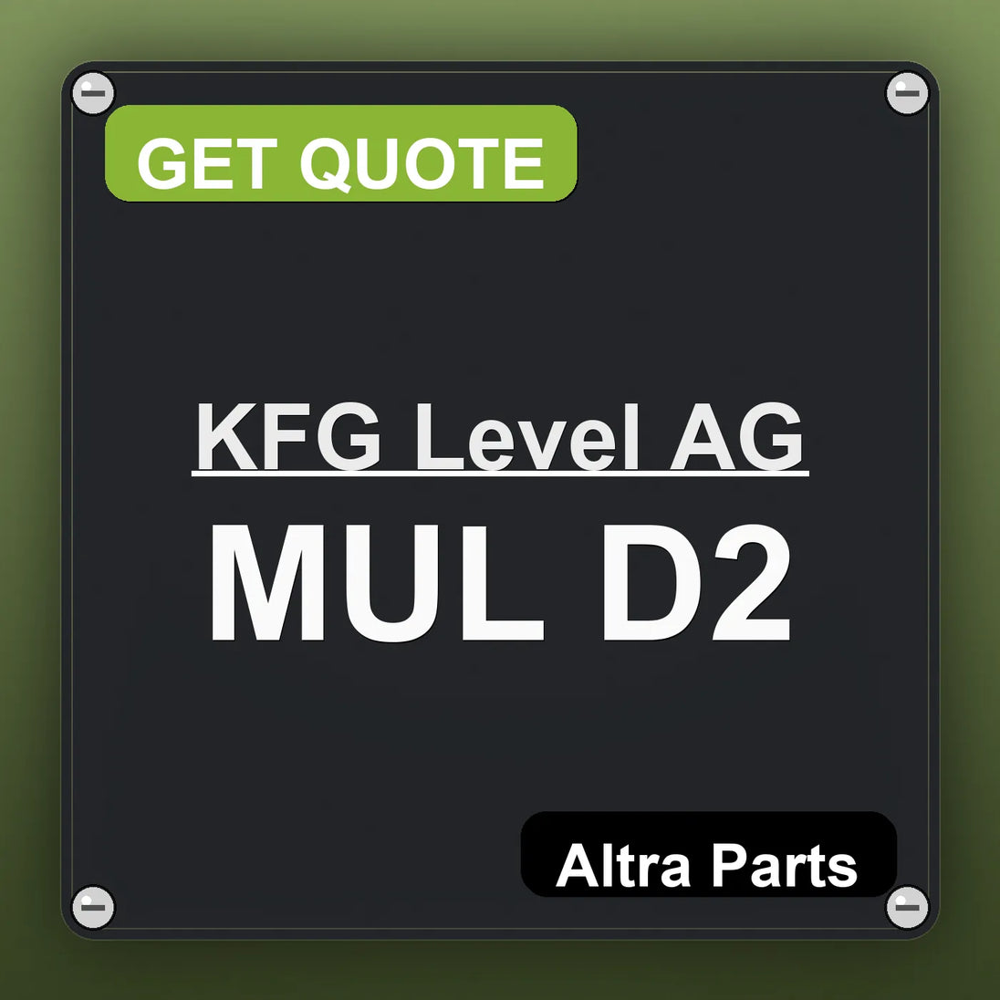 KFG Level AG MUL D2 industrial nameplate style image – Altra Parts. GET QUOTE.