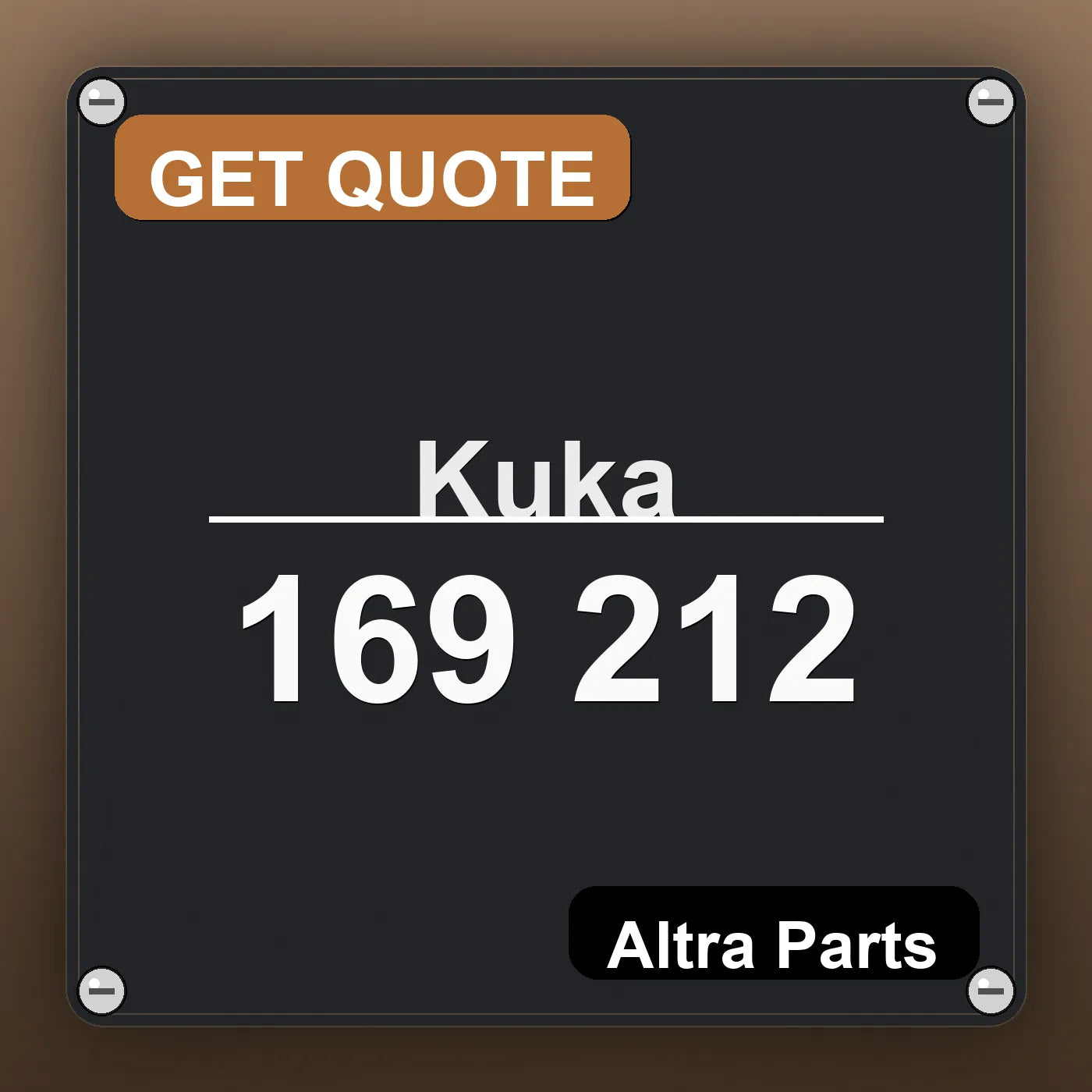 Kuka 169 212 industrial nameplate style image – Altra Parts. GET QUOTE.