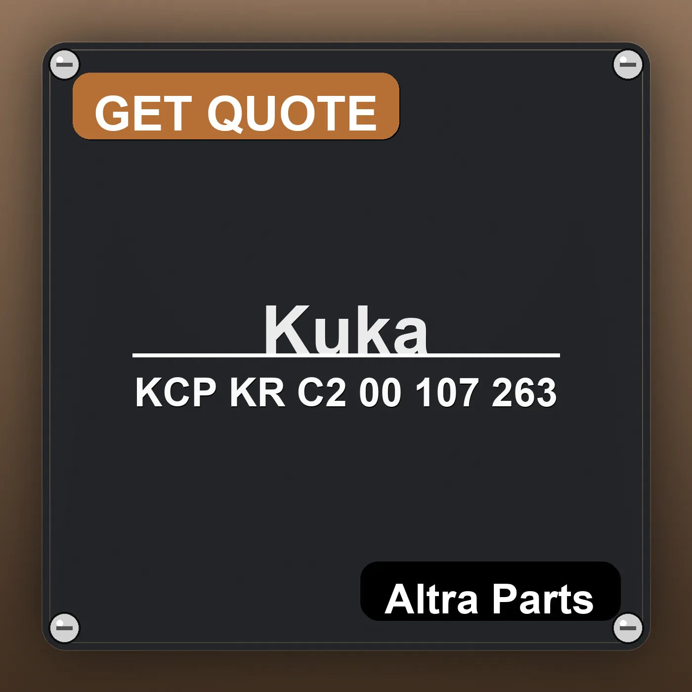 Kuka KCP KR C2 00 107 263 industrial nameplate style image – Altra Parts. GET QUOTE.