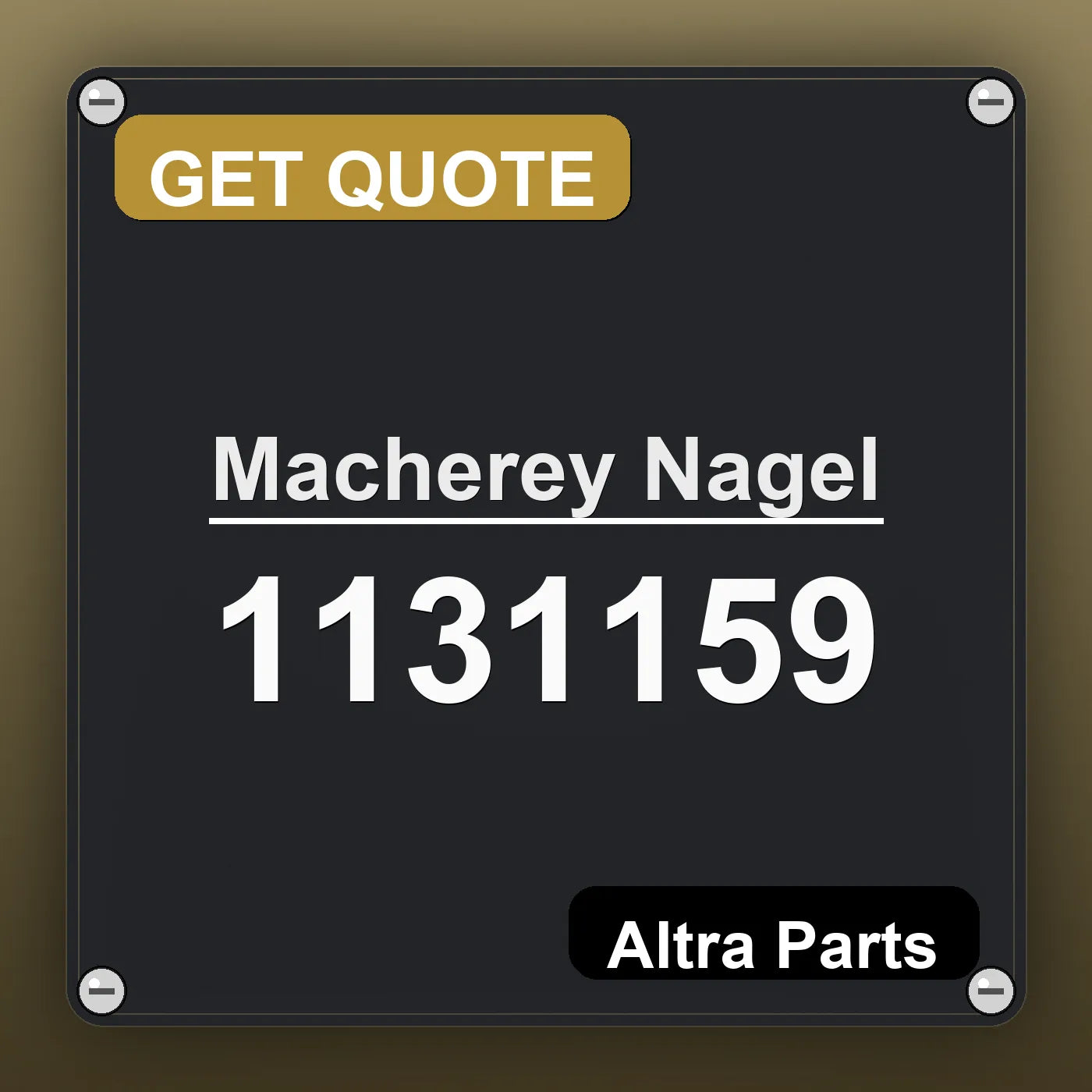Macherey Nagel 1131159 industrial nameplate style image – Altra Parts. GET QUOTE.