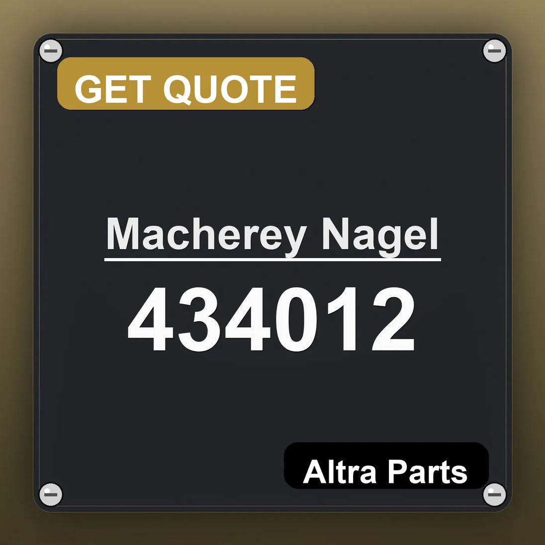 Macherey Nagel 434012 industrial nameplate style image – Altra Parts. GET QUOTE.