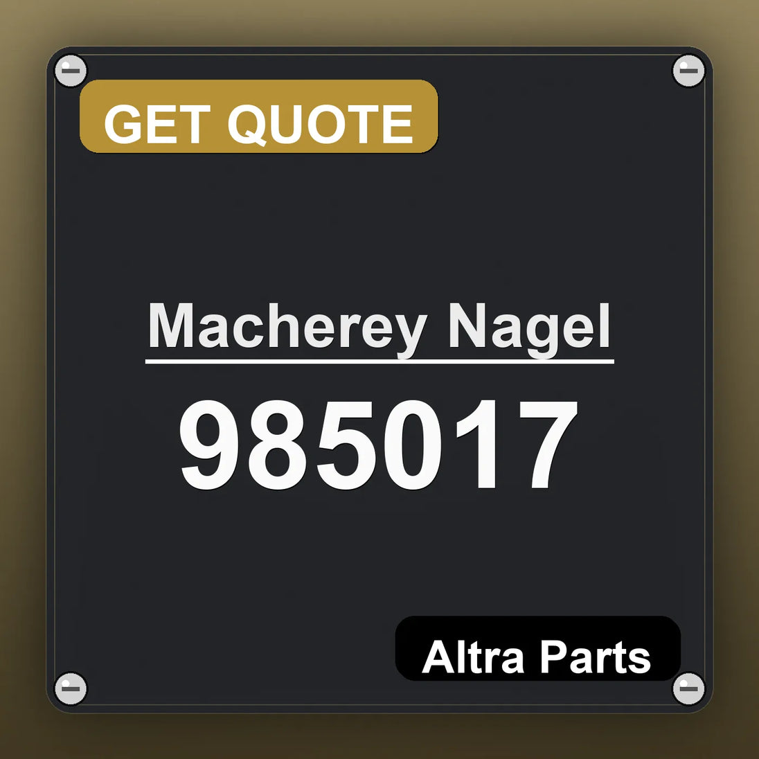 Macherey Nagel 985017 industrial nameplate style image – Altra Parts. GET QUOTE.