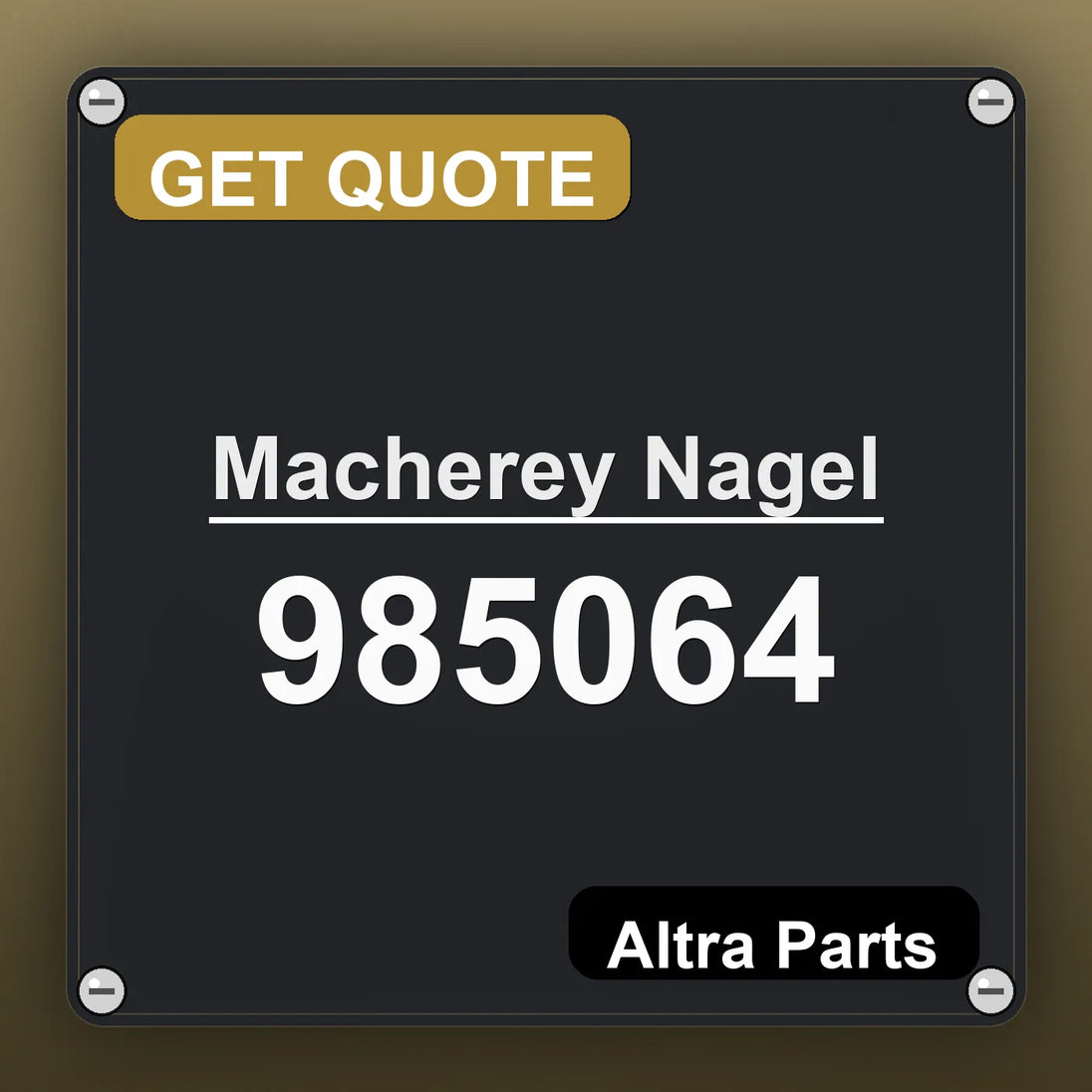 Macherey Nagel 985064 industrial nameplate style image – Altra Parts. GET QUOTE.