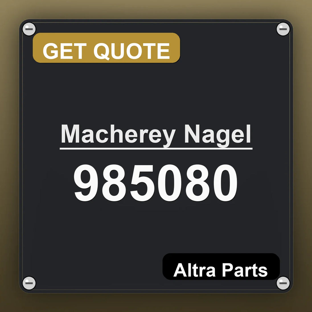 Macherey Nagel 985080 industrial nameplate style image – Altra Parts. GET QUOTE.
