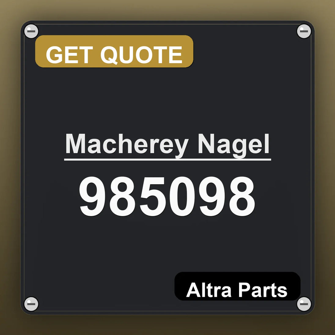 Macherey Nagel 985098 industrial nameplate style image – Altra Parts. GET QUOTE.