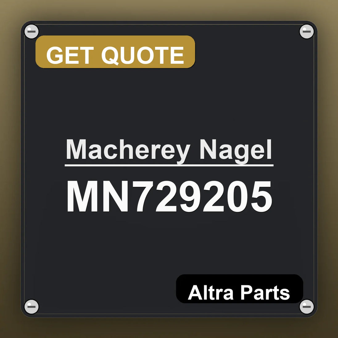 Macherey Nagel MN729205 industrial nameplate style image – Altra Parts. GET QUOTE.