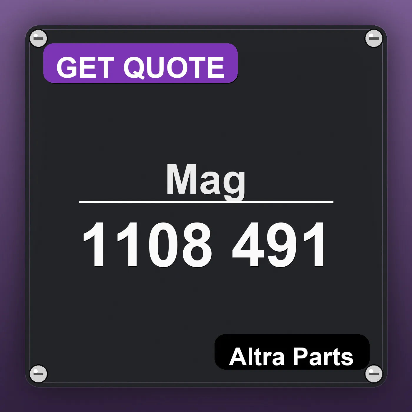 Mag 1108 491 industrial nameplate style image – Altra Parts. GET QUOTE.