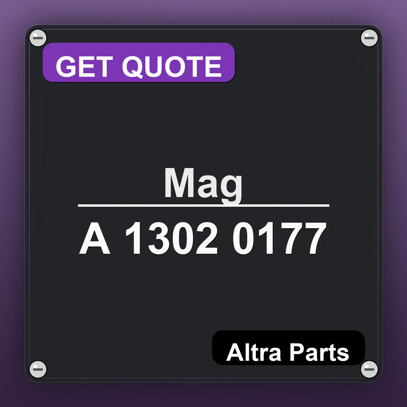 Mag A 1302 0177 industrial nameplate style image – Altra Parts. GET QUOTE.