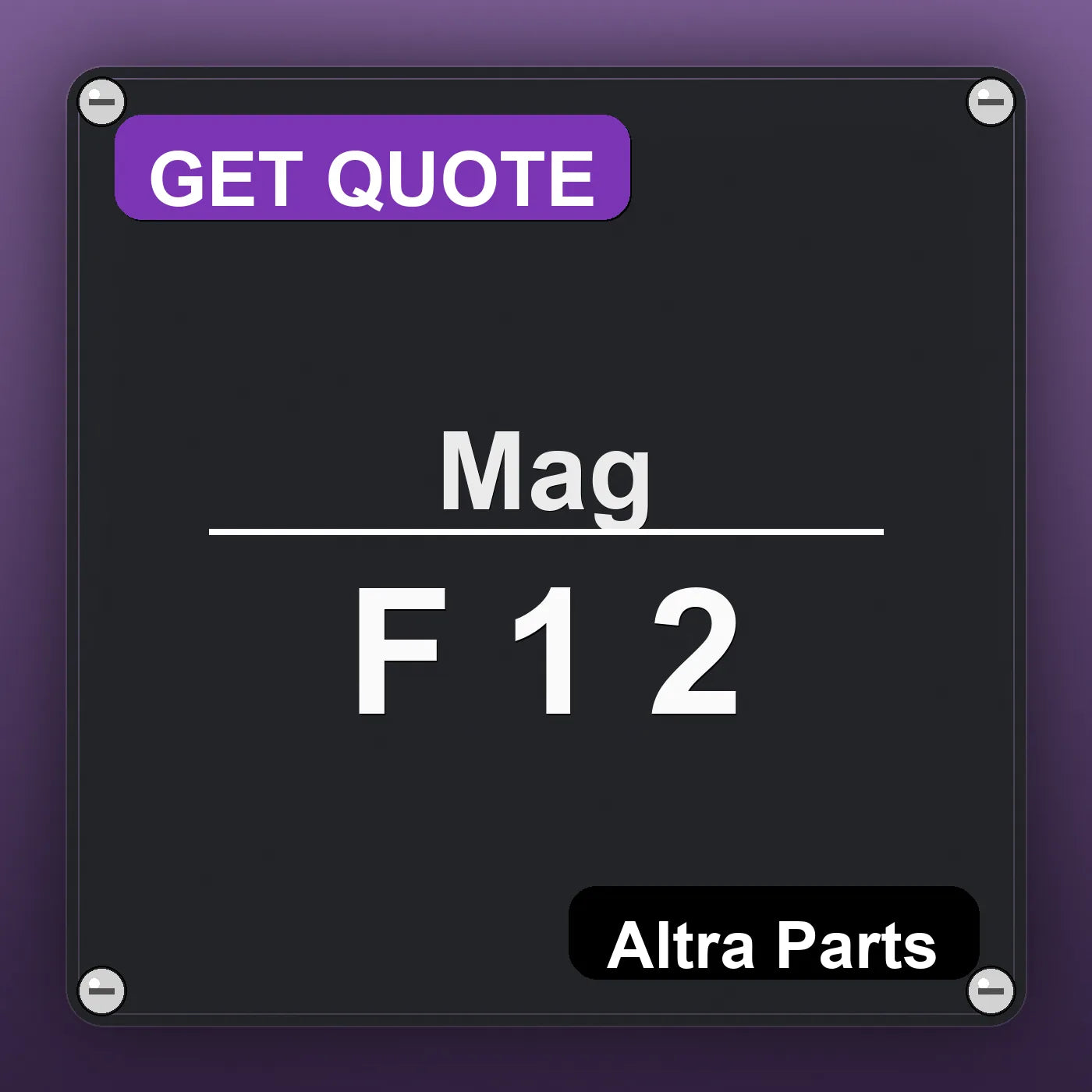 Mag F 1 2 industrial nameplate style image – Altra Parts. GET QUOTE.