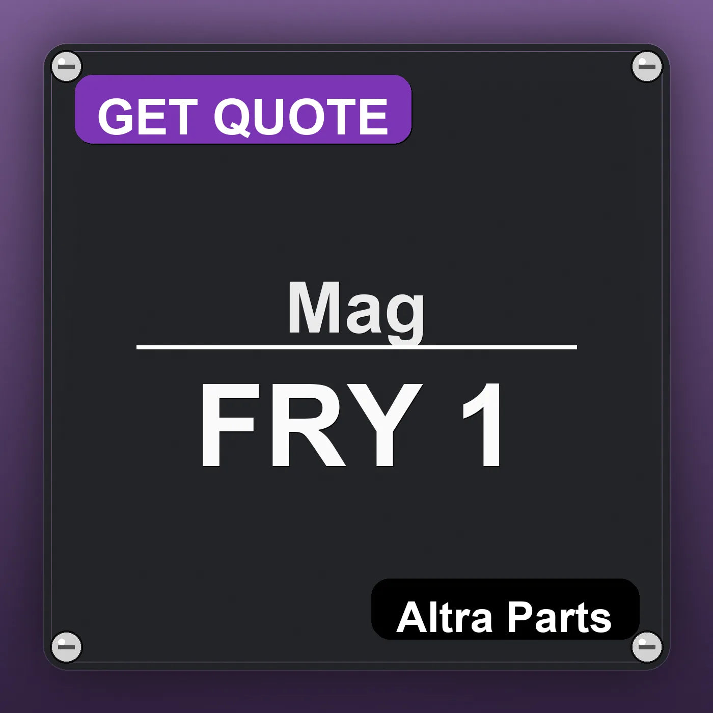 Mag FRY 1 industrial nameplate style image – Altra Parts. GET QUOTE.