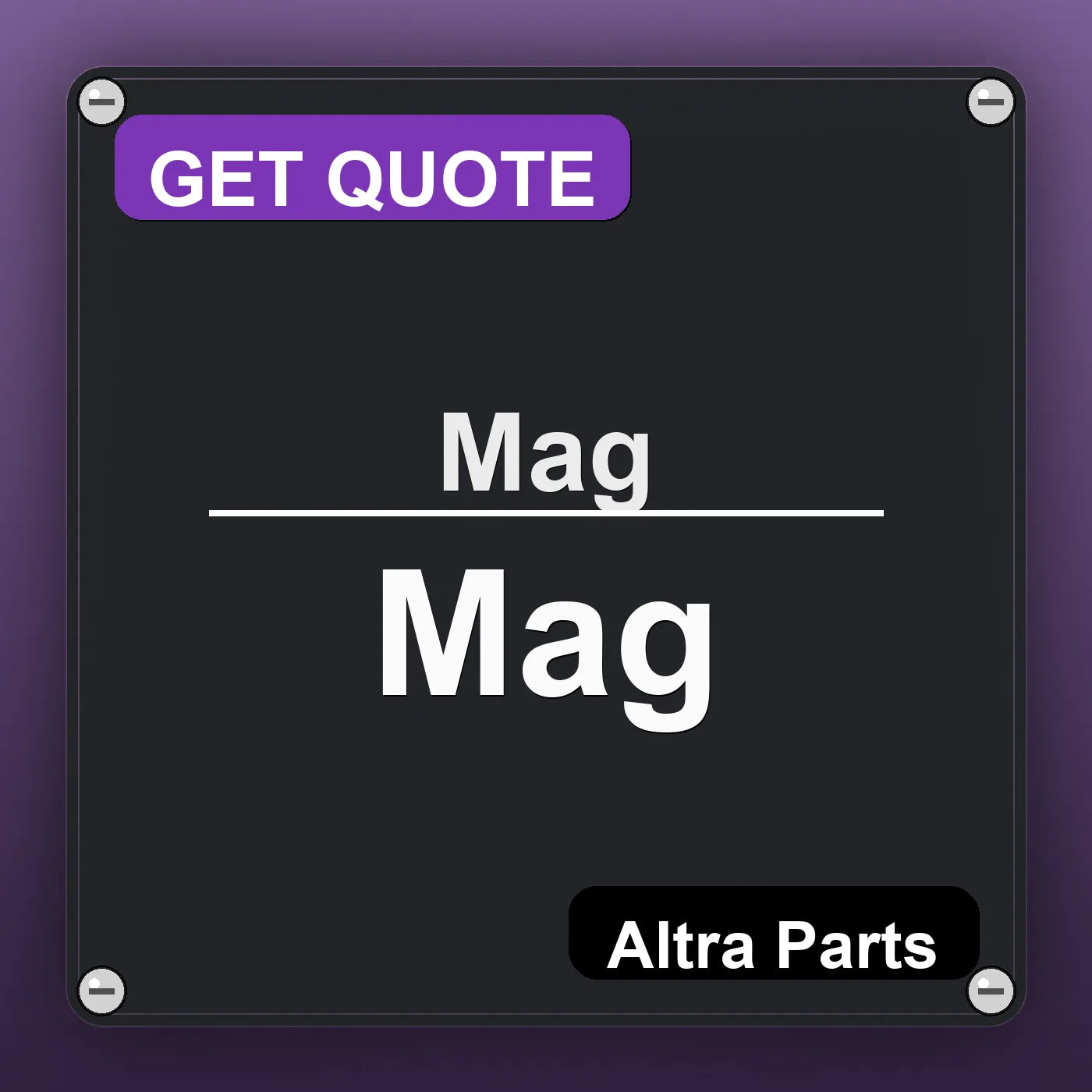 Mag Mag industrial nameplate style image – Altra Parts. GET QUOTE.