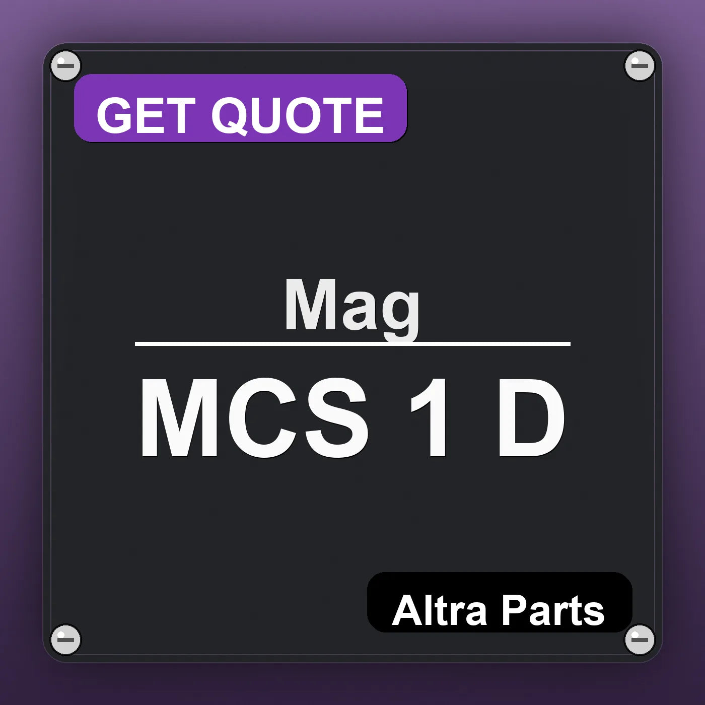 Mag MCS 1 D industrial nameplate style image – Altra Parts. GET QUOTE.