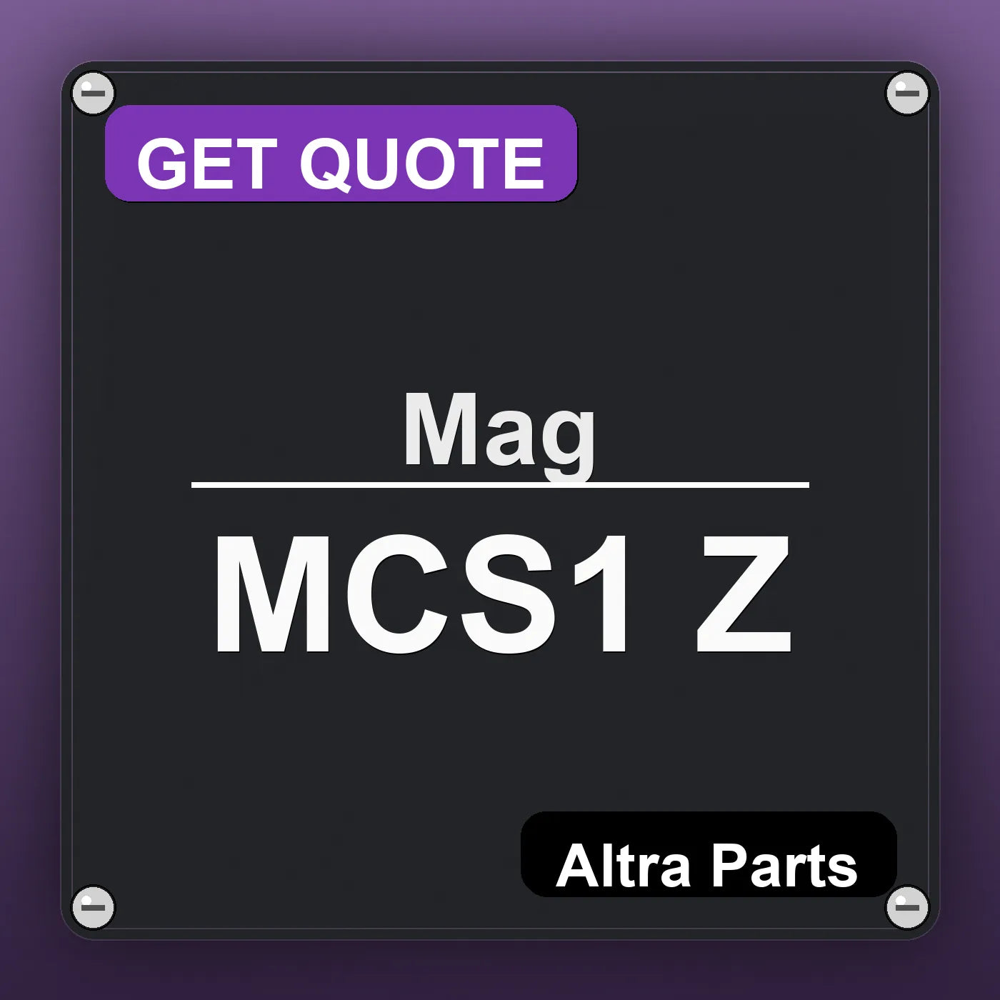 Mag MCS1 Z industrial nameplate style image – Altra Parts. GET QUOTE.