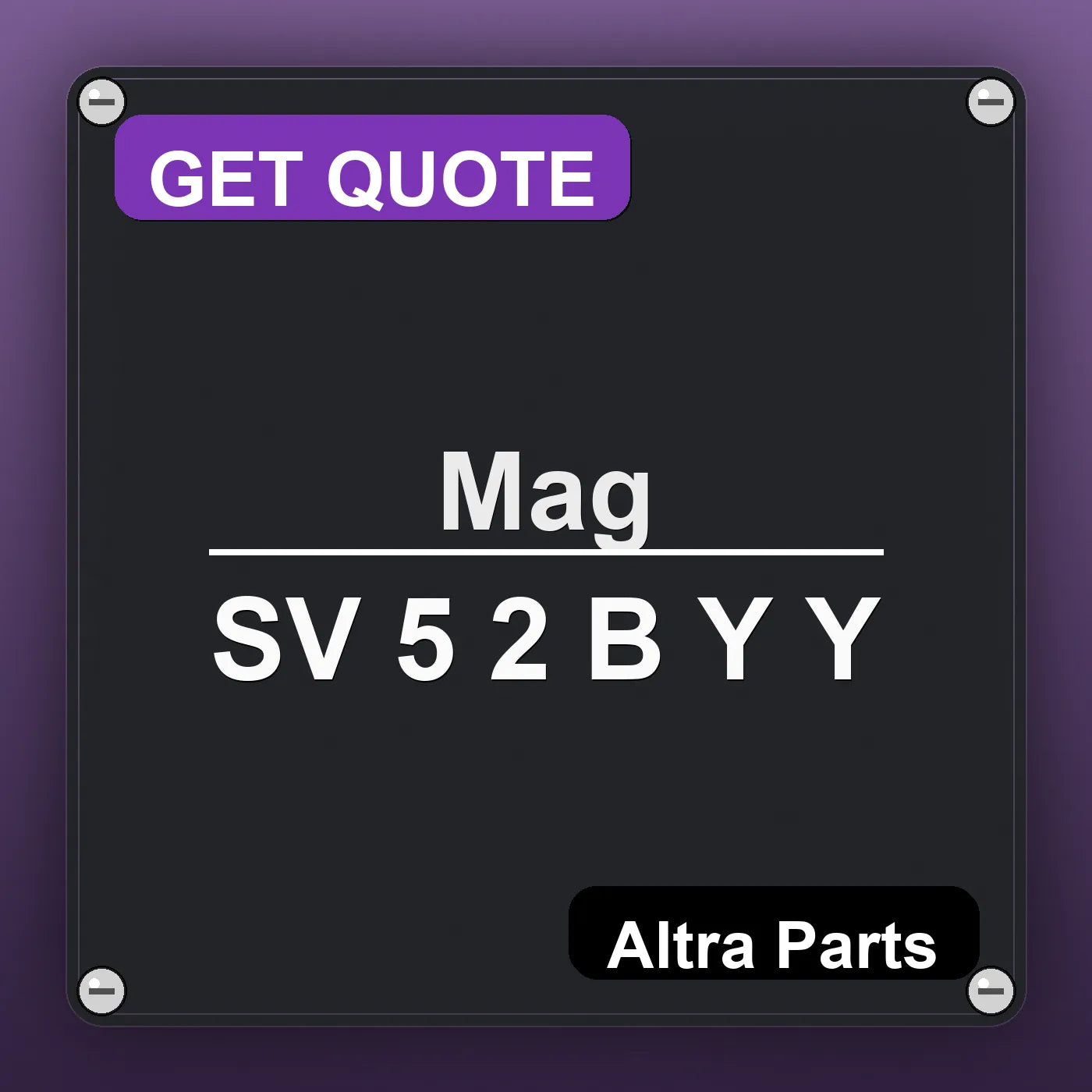 Mag SV 5 2 B Y Y industrial nameplate style image – Altra Parts. GET QUOTE.