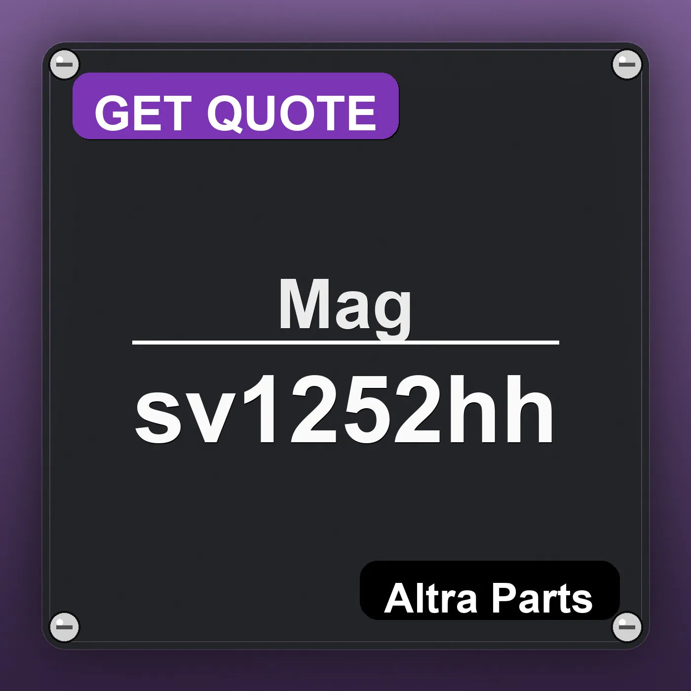 Mag sv1252hh industrial nameplate style image – Altra Parts. GET QUOTE.