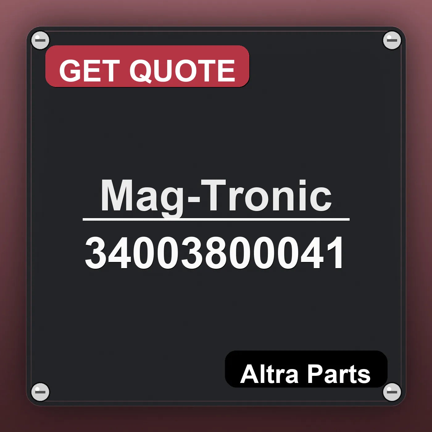 Mag-Tronic 34003800041 industrial nameplate style image – Altra Parts. GET QUOTE.