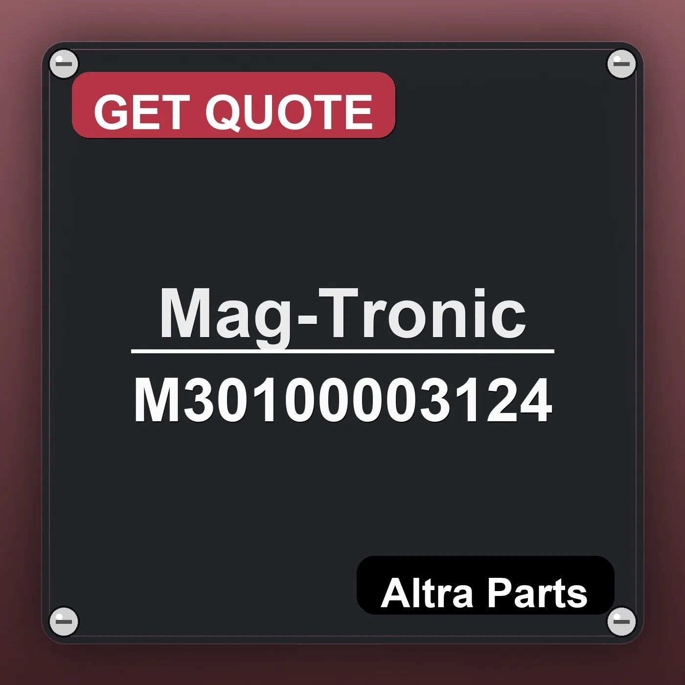 Mag-Tronic M30100003124 industrial nameplate style image – Altra Parts. GET QUOTE.
