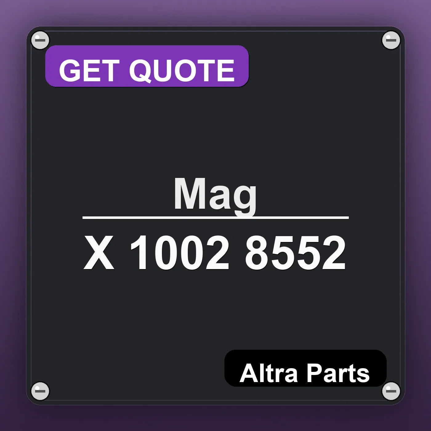 Mag X 1002 8552 industrial nameplate style image – Altra Parts. GET QUOTE.