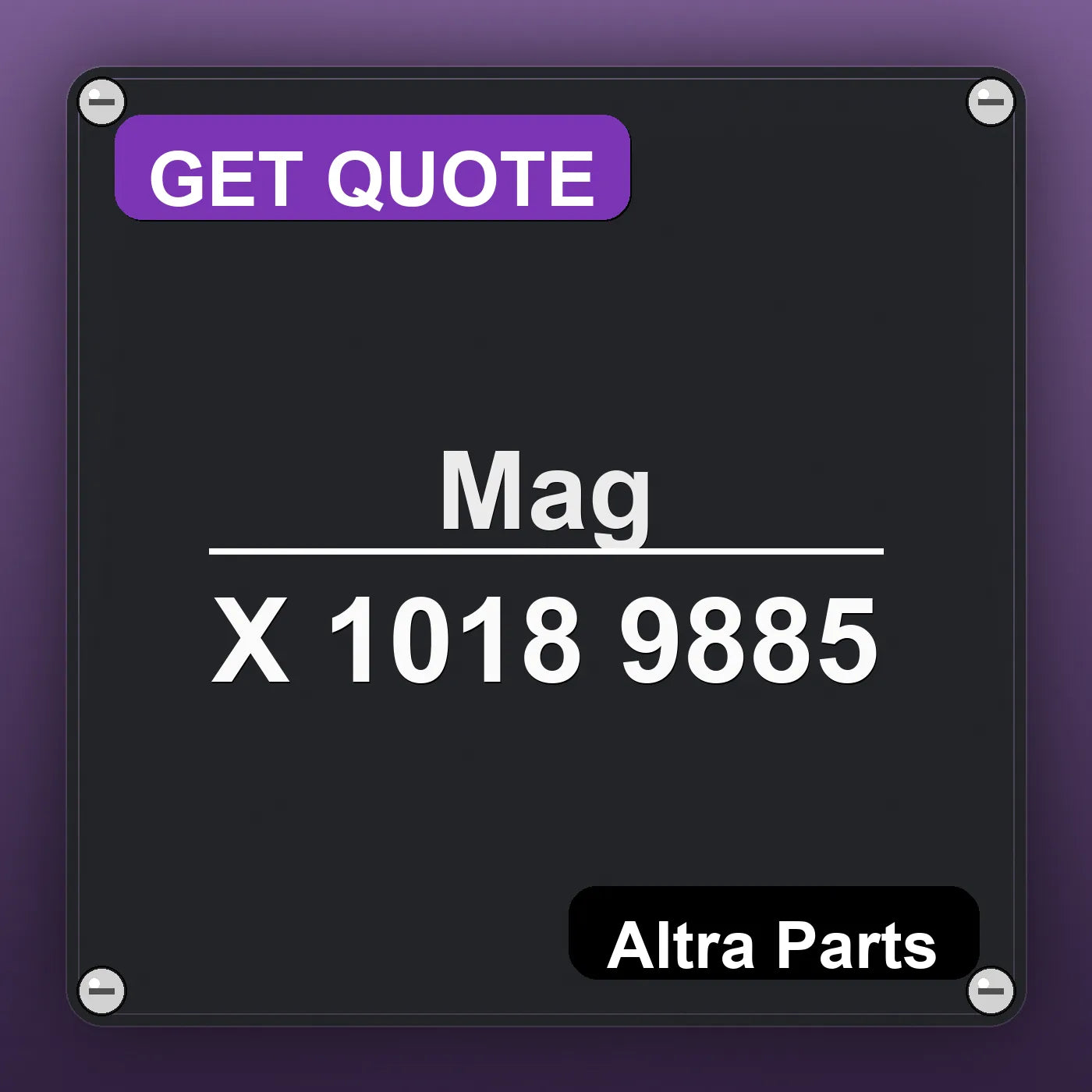 Mag X 1018 9885 industrial nameplate style image – Altra Parts. GET QUOTE.