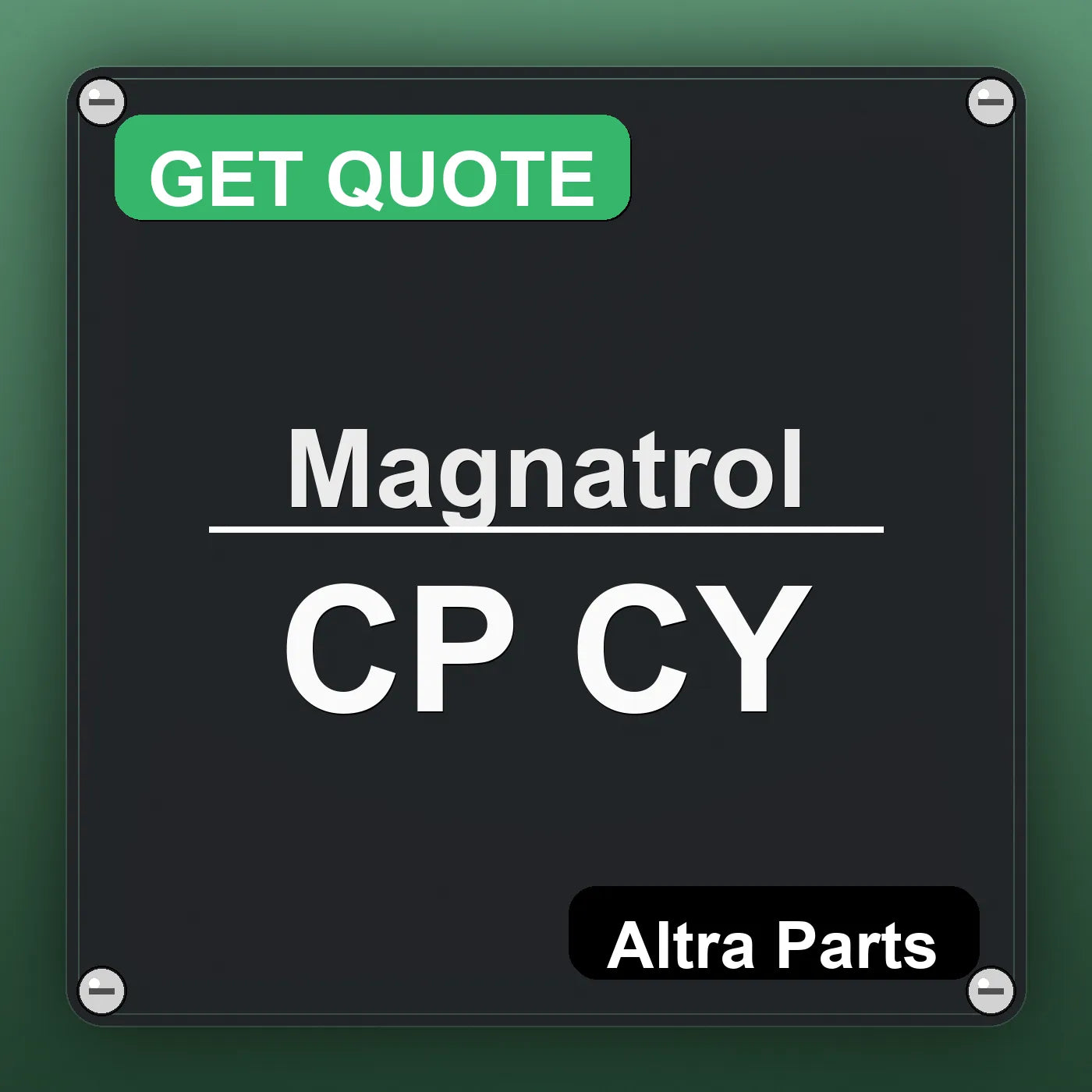 Magnatrol CP CY industrial nameplate style image – Altra Parts. GET QUOTE.