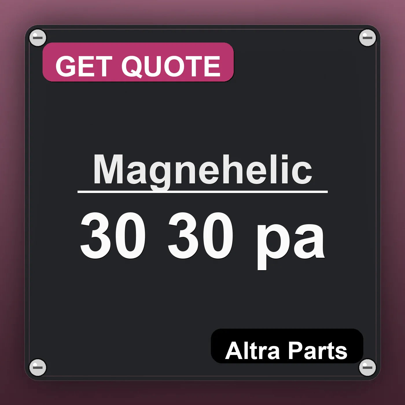 Magnehelic 30 30 pa industrial nameplate style image – Altra Parts. GET QUOTE.
