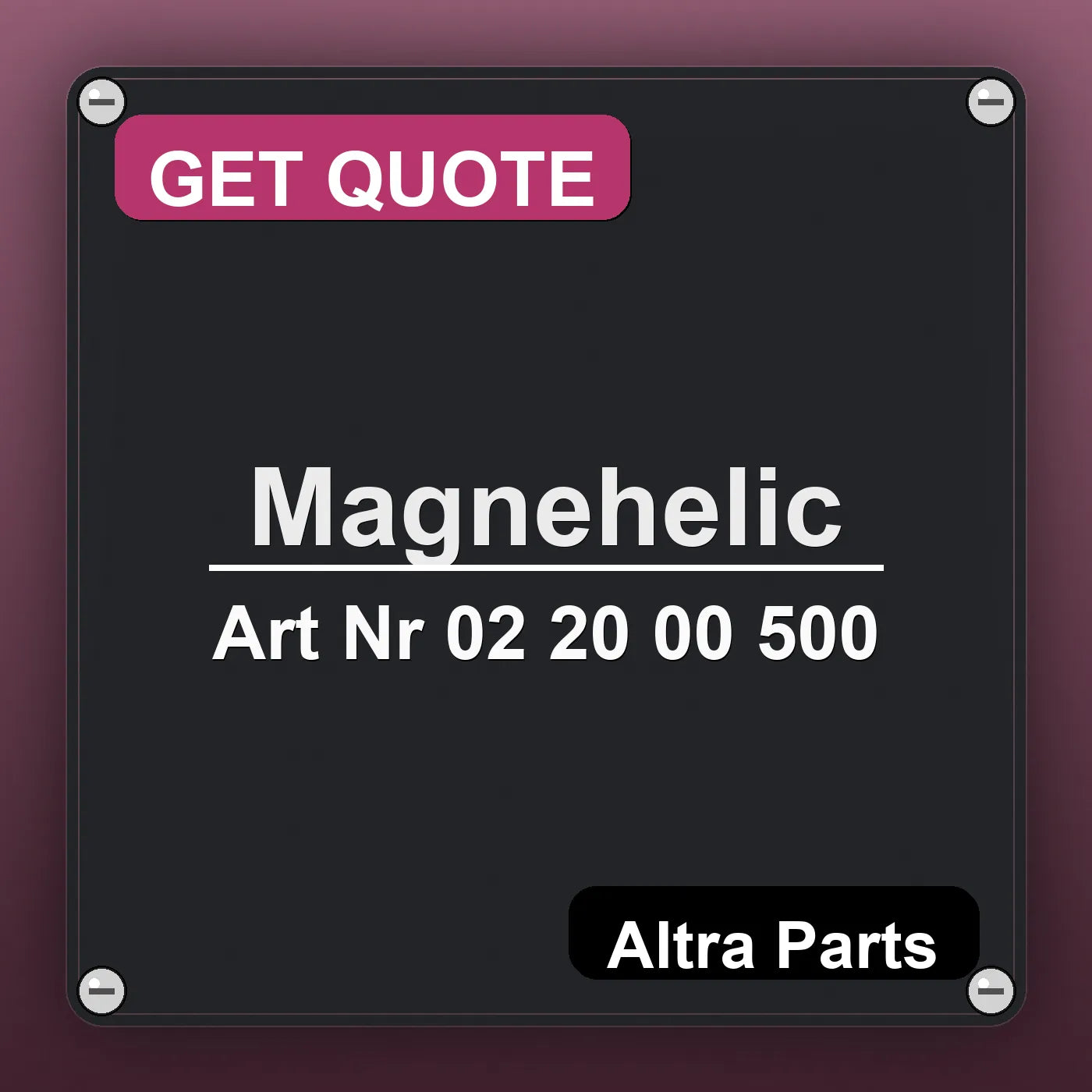 Magnehelic Art Nr 02 20 00 500 industrial nameplate style image – Altra Parts. GET QUOTE.