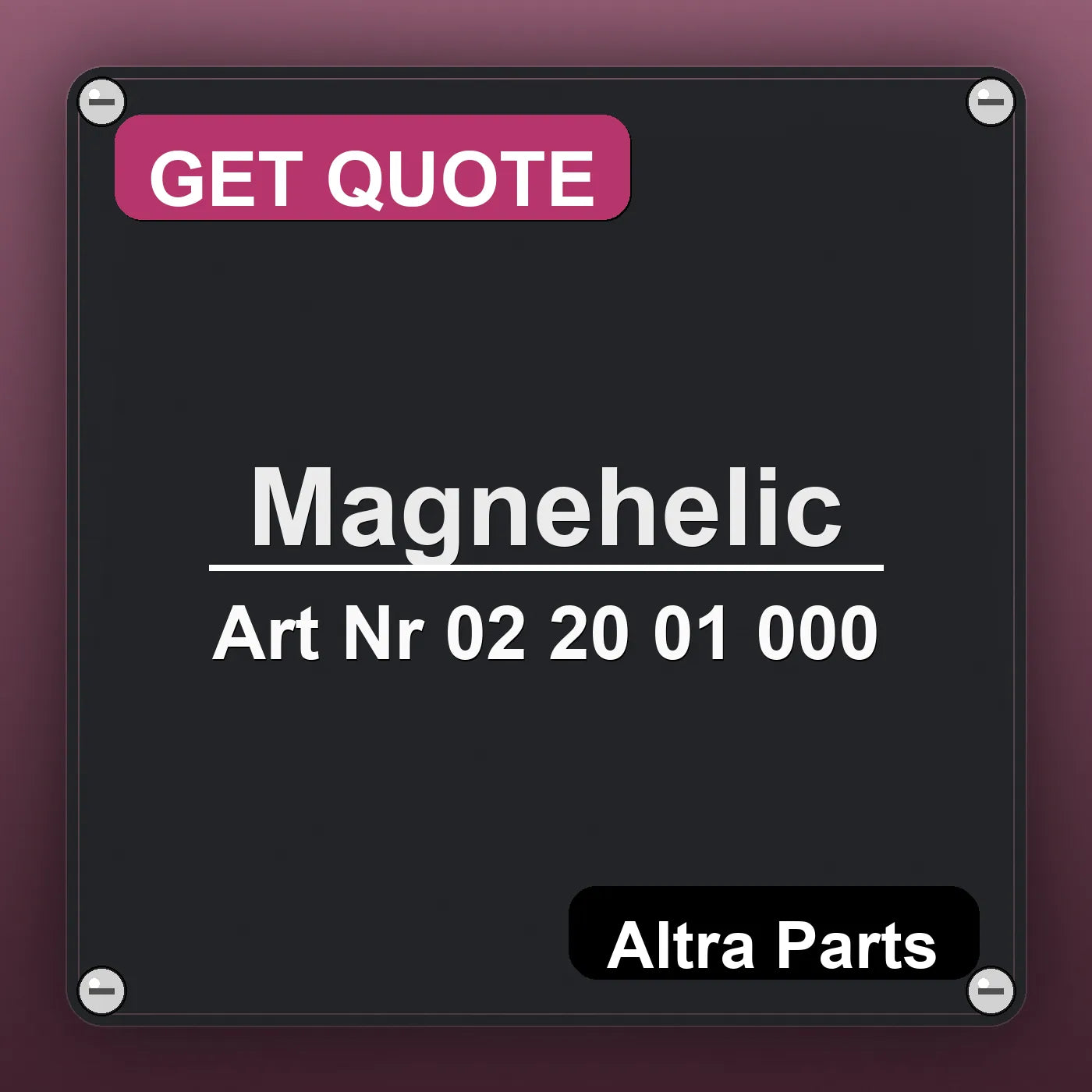 Magnehelic Art Nr 02 20 01 000 industrial nameplate style image – Altra Parts. GET QUOTE.