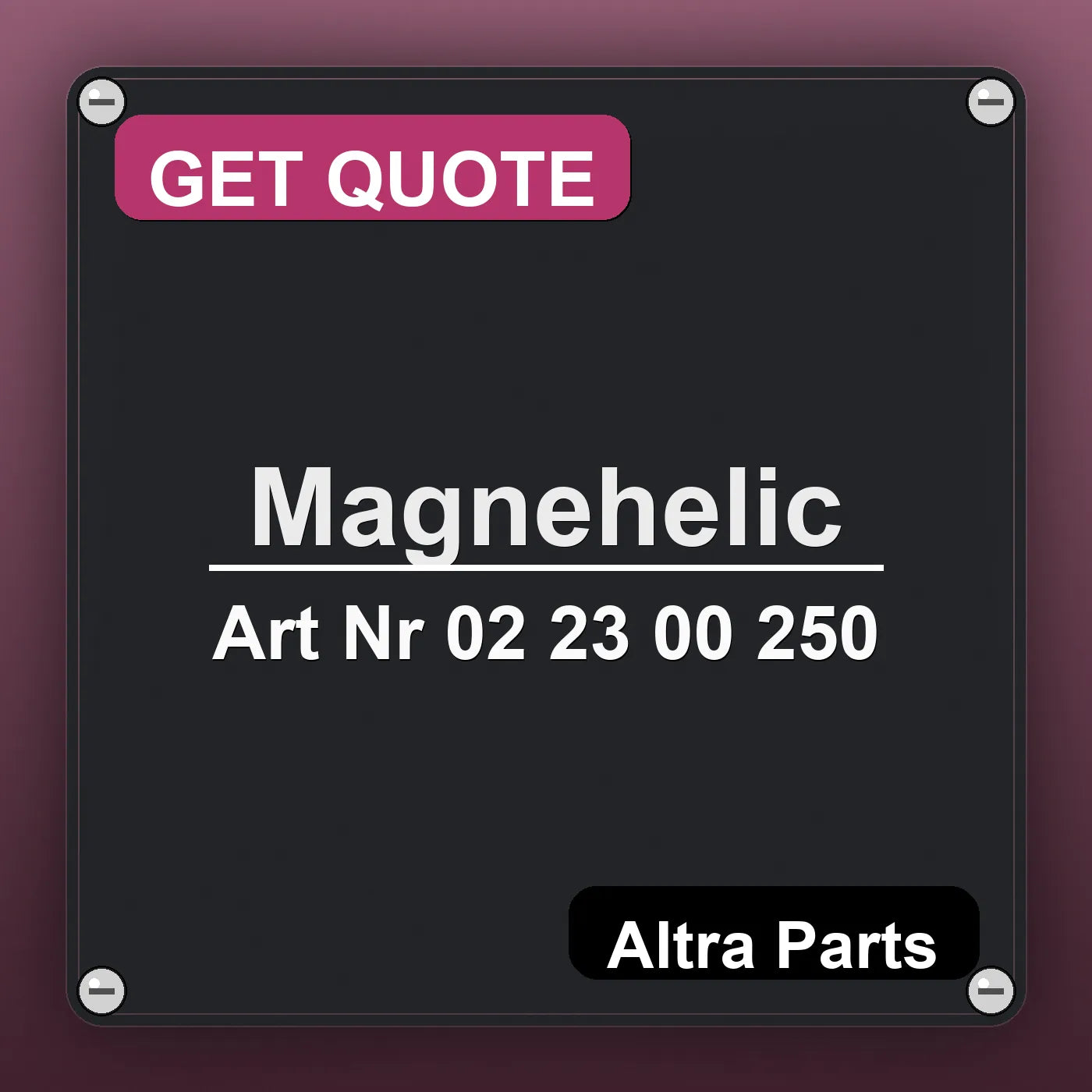 Magnehelic Art Nr 02 23 00 250 industrial nameplate style image – Altra Parts. GET QUOTE.