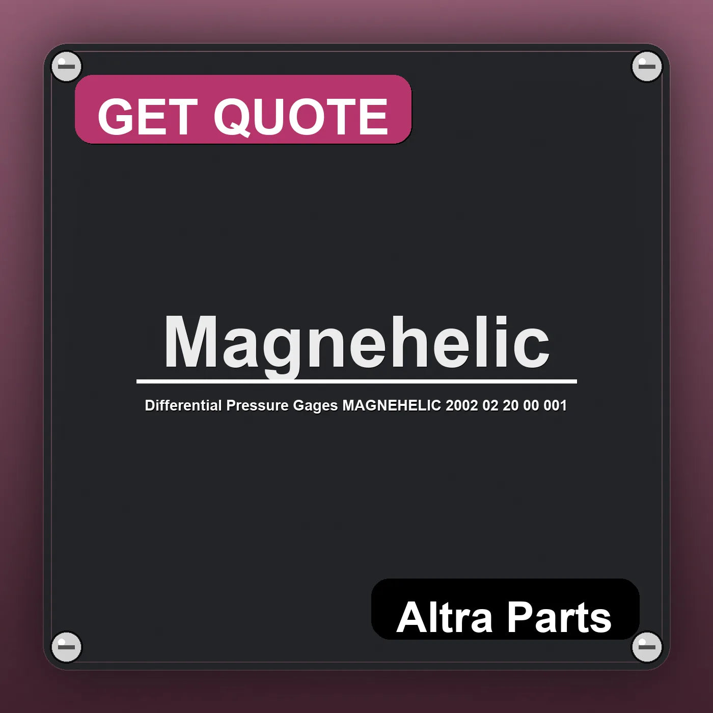 Magnehelic Differential Pressure Gages MAGNEHELIC 2002 02 20 00 001 industrial nameplate style image – Altra Parts. GET …