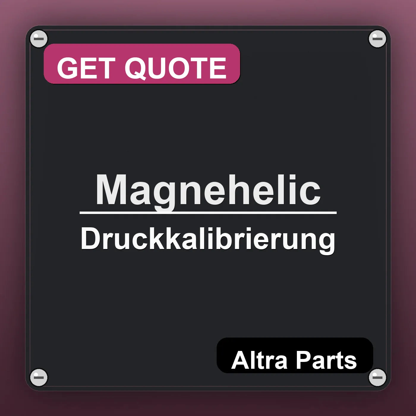 Magnehelic Druckkalibrierung industrial nameplate style image – Altra Parts. GET QUOTE.