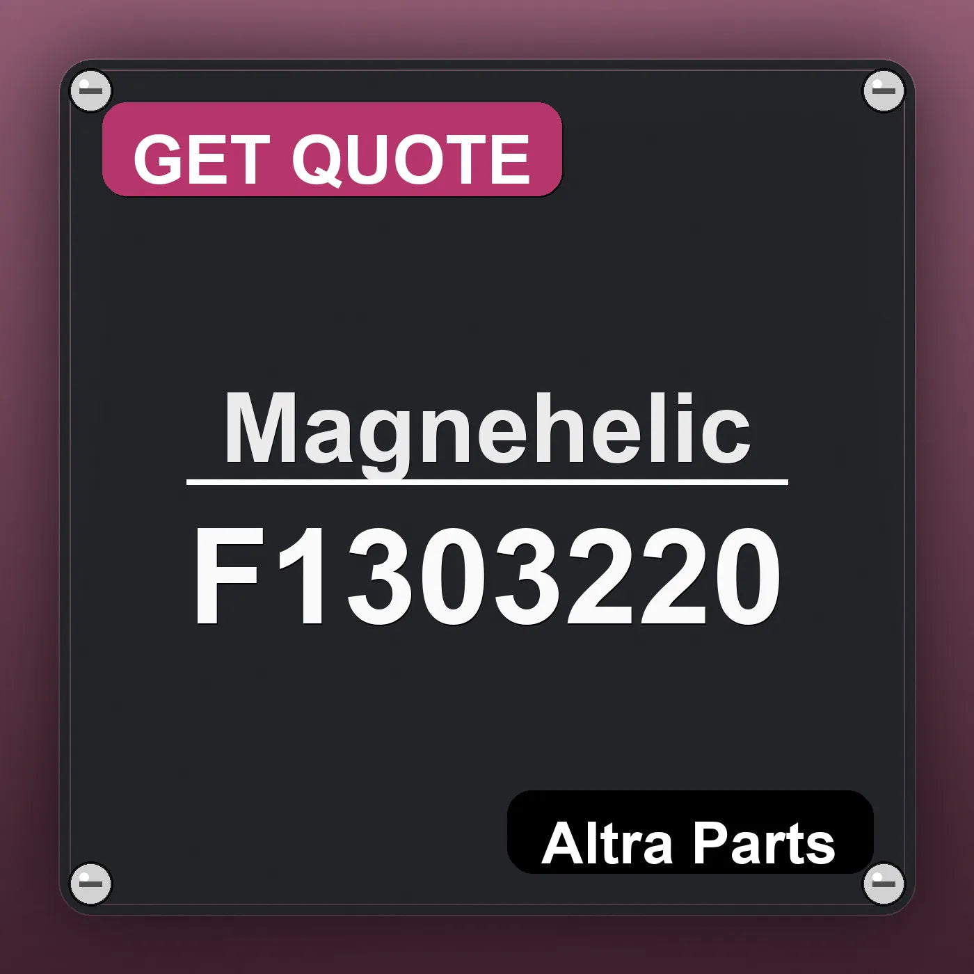 Magnehelic F1303220 industrial nameplate style image – Altra Parts. GET QUOTE.