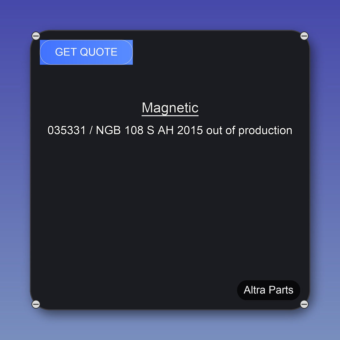 Magnetic 035331 / NGB 108 S AH 2015 out of production industrial spare part – fast international delivery & worldwide shipping